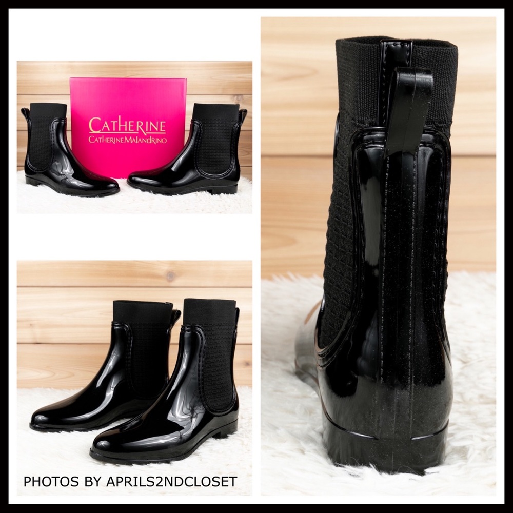 BLACK WATERPROOF ANKLE BOOTIES RAIN BOOTS A2C - Picture 4 of 16